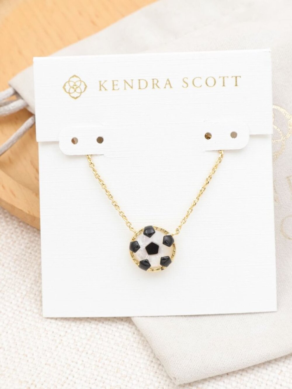 NEW Kendra Scott Soccer Short Necklace Gold Ivory Mother--Pearl
